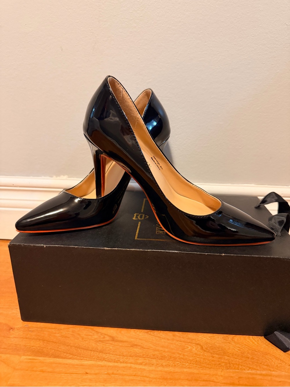 Black Patent Pointed-Toe High Heels - Women's Pumps